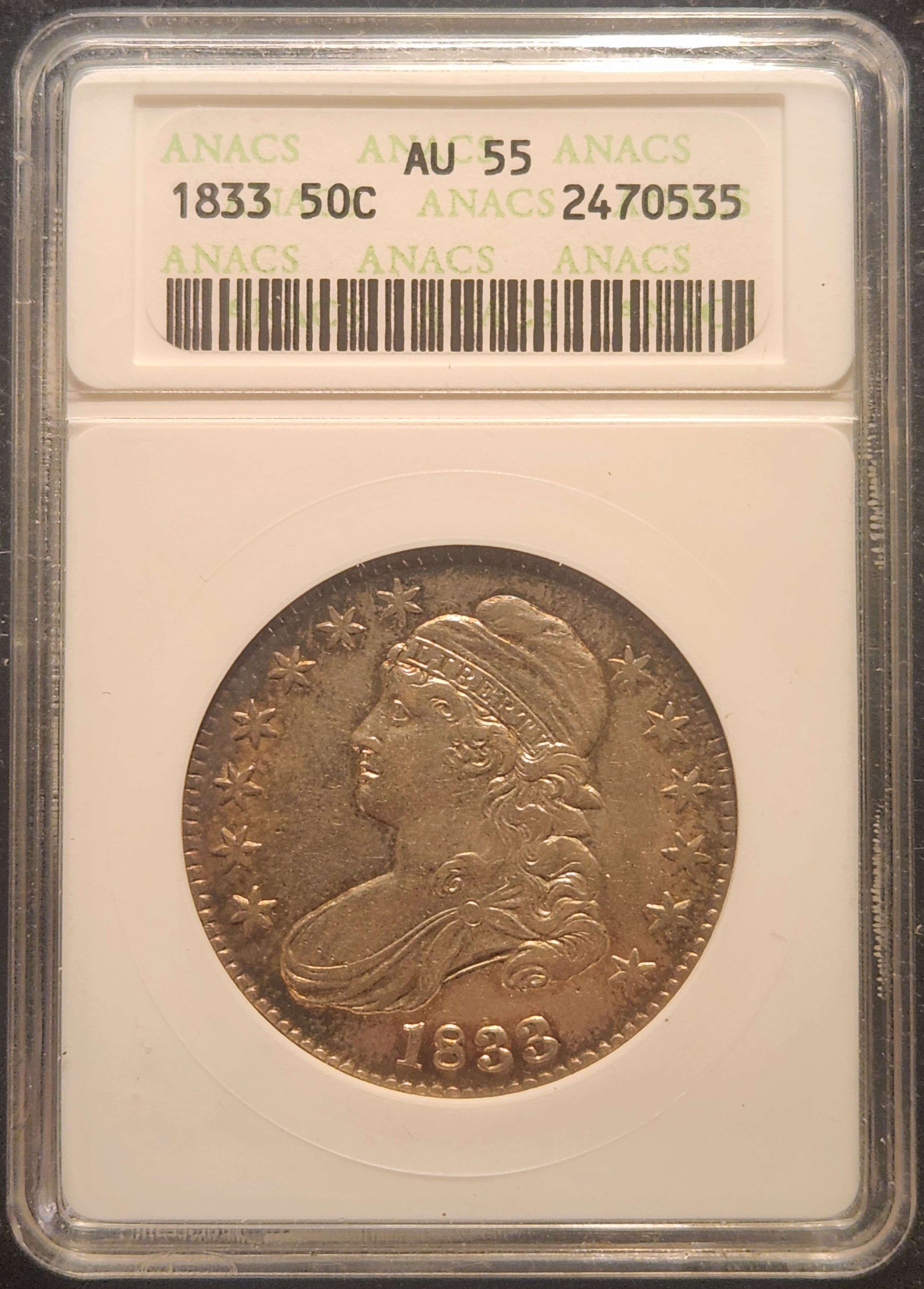 1833 Capped Bust (Lettered Edge) Half Dollar