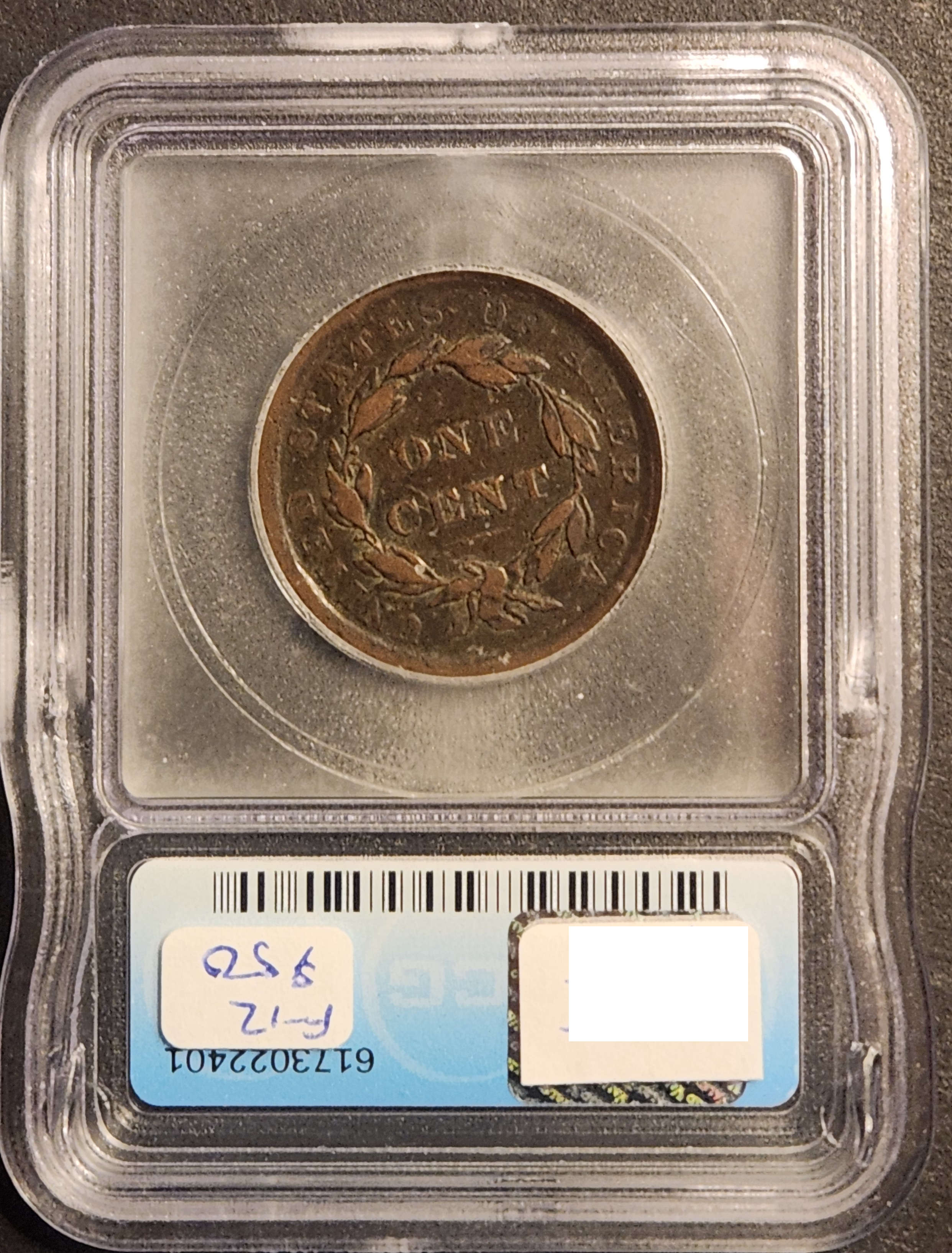 1839 Braided Hair Large Cent