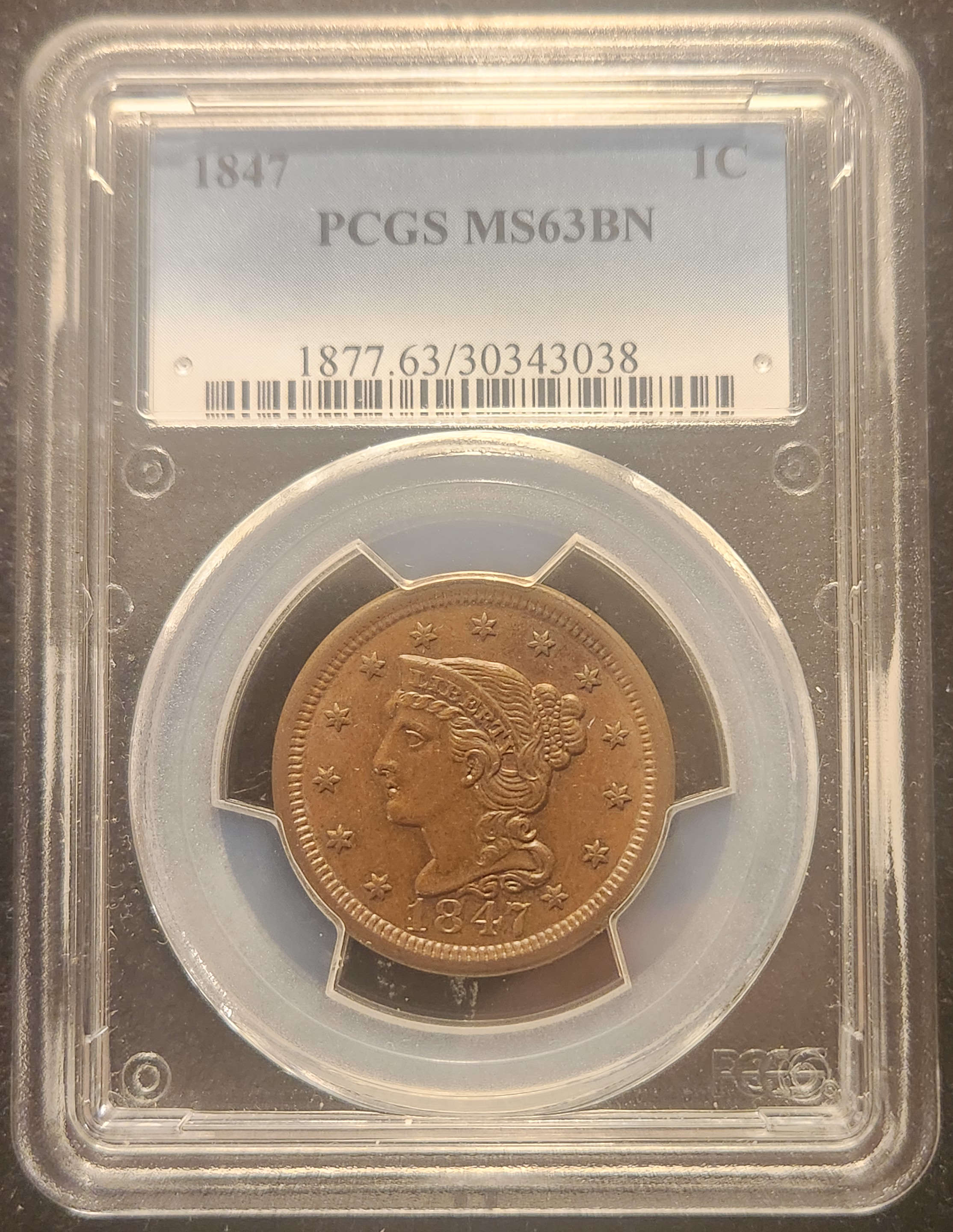 1847 Braided Hair Large Cent